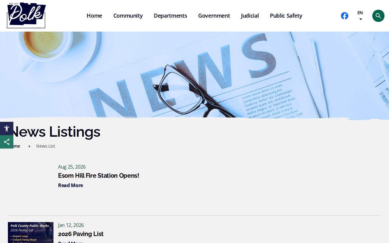 Official Polk County news index checked for Polk County outstanding-warrant notices and public warrant lists