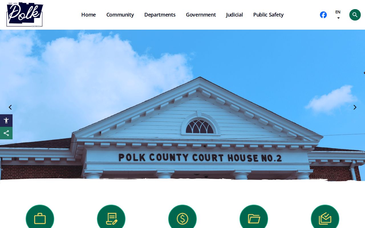 Polk County warrant records navigation on the official county government landing page