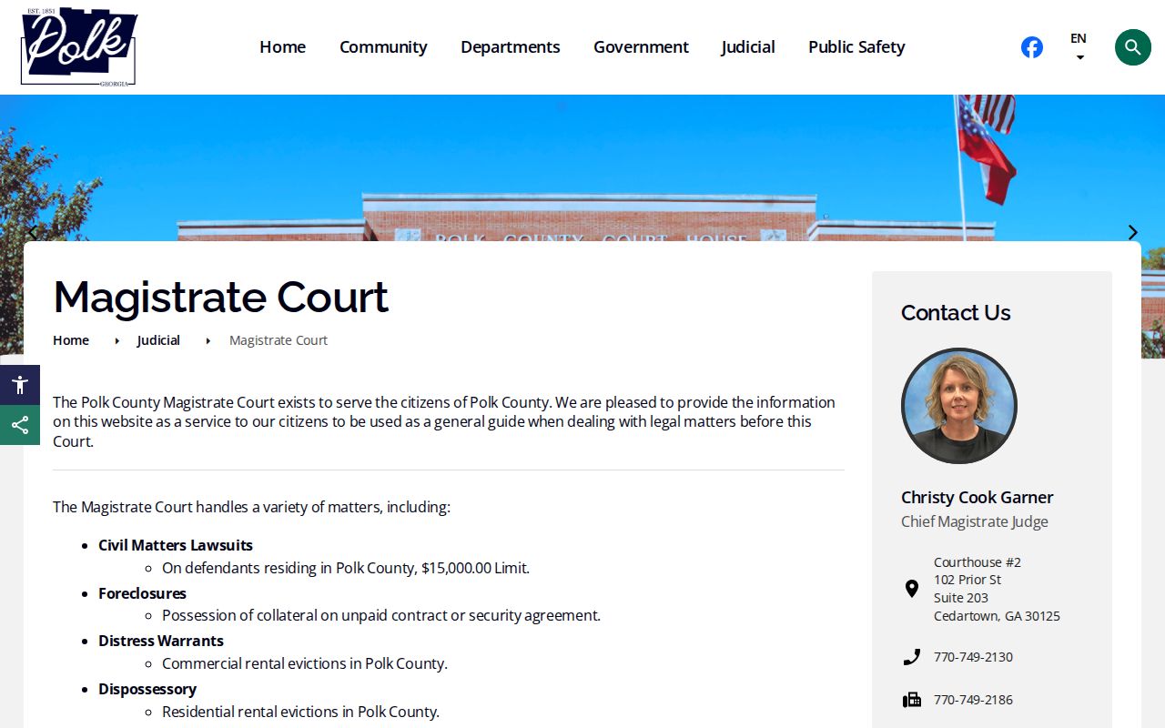 Polk County Magistrate Court warrant application and hearing information